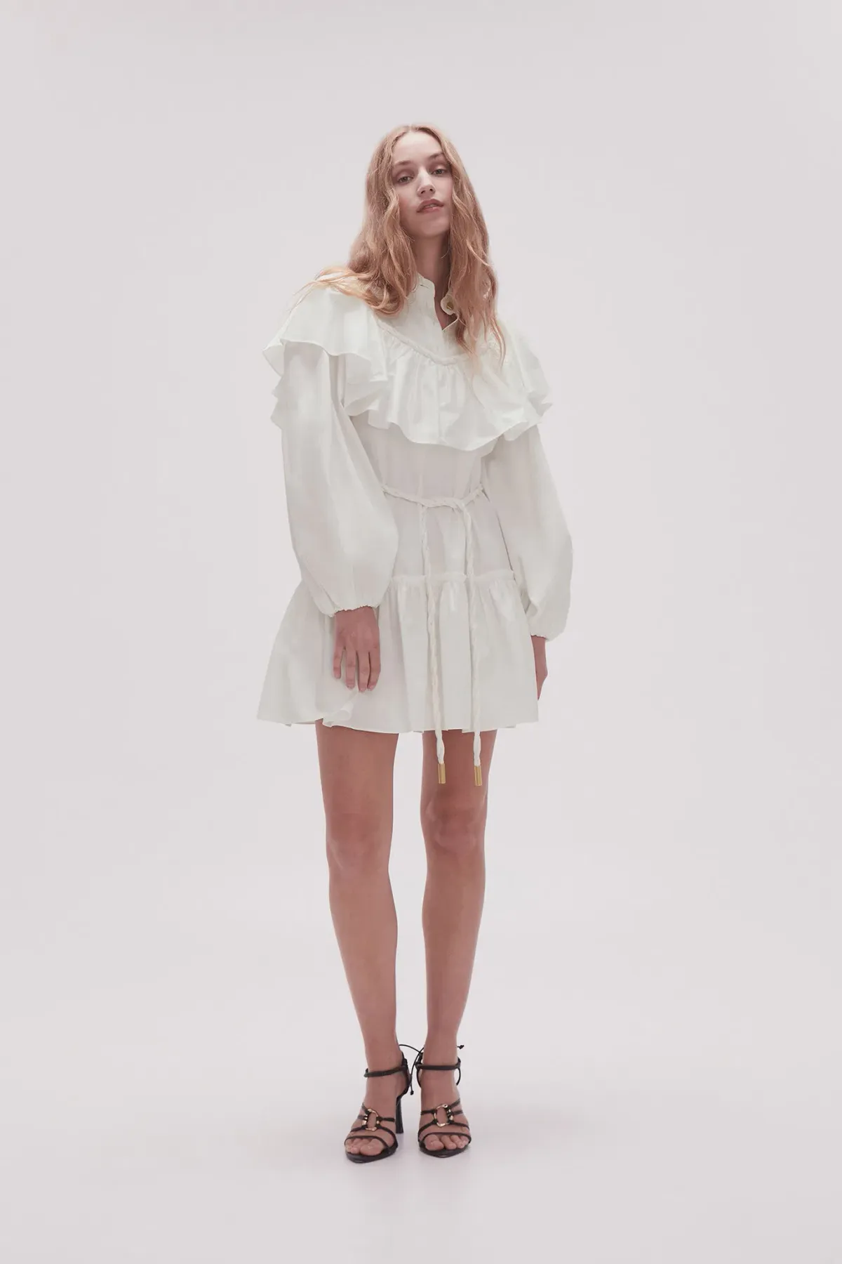 Aje Dahlia Flounce Mini Dress in Ivory Size 10 - Image 1