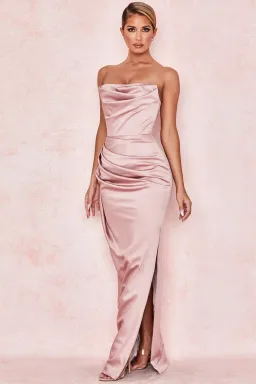 House of CB Adrienne Satin Strapless Gown Blush Size S / AU 8 for rent on The Volte - image 4