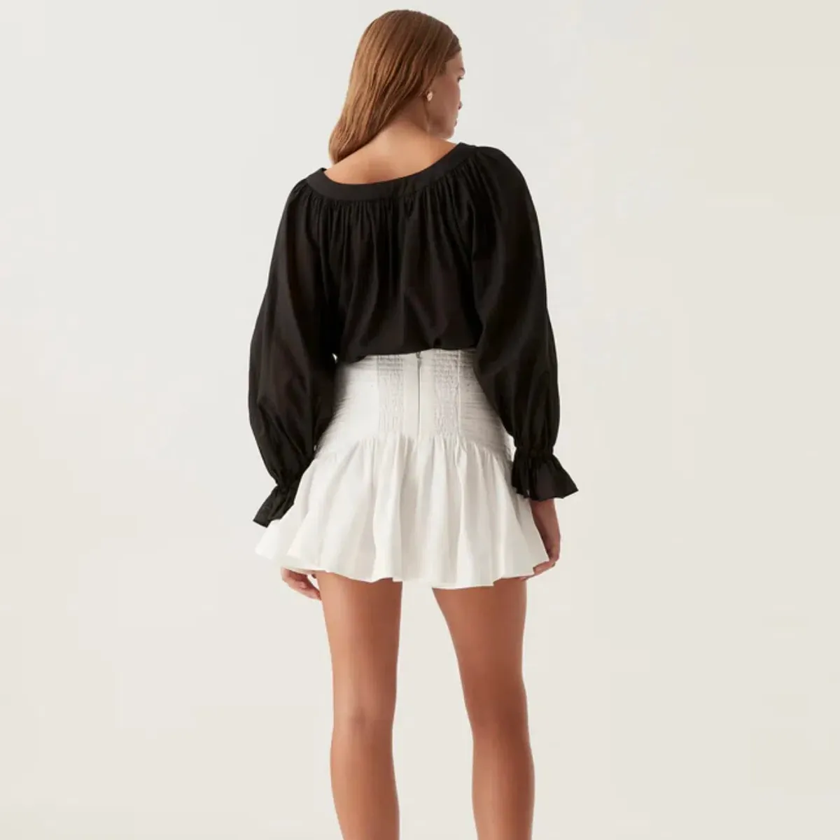 Aje Carrie Ruched Mini Skirt Ivory Size 4 - Image 2