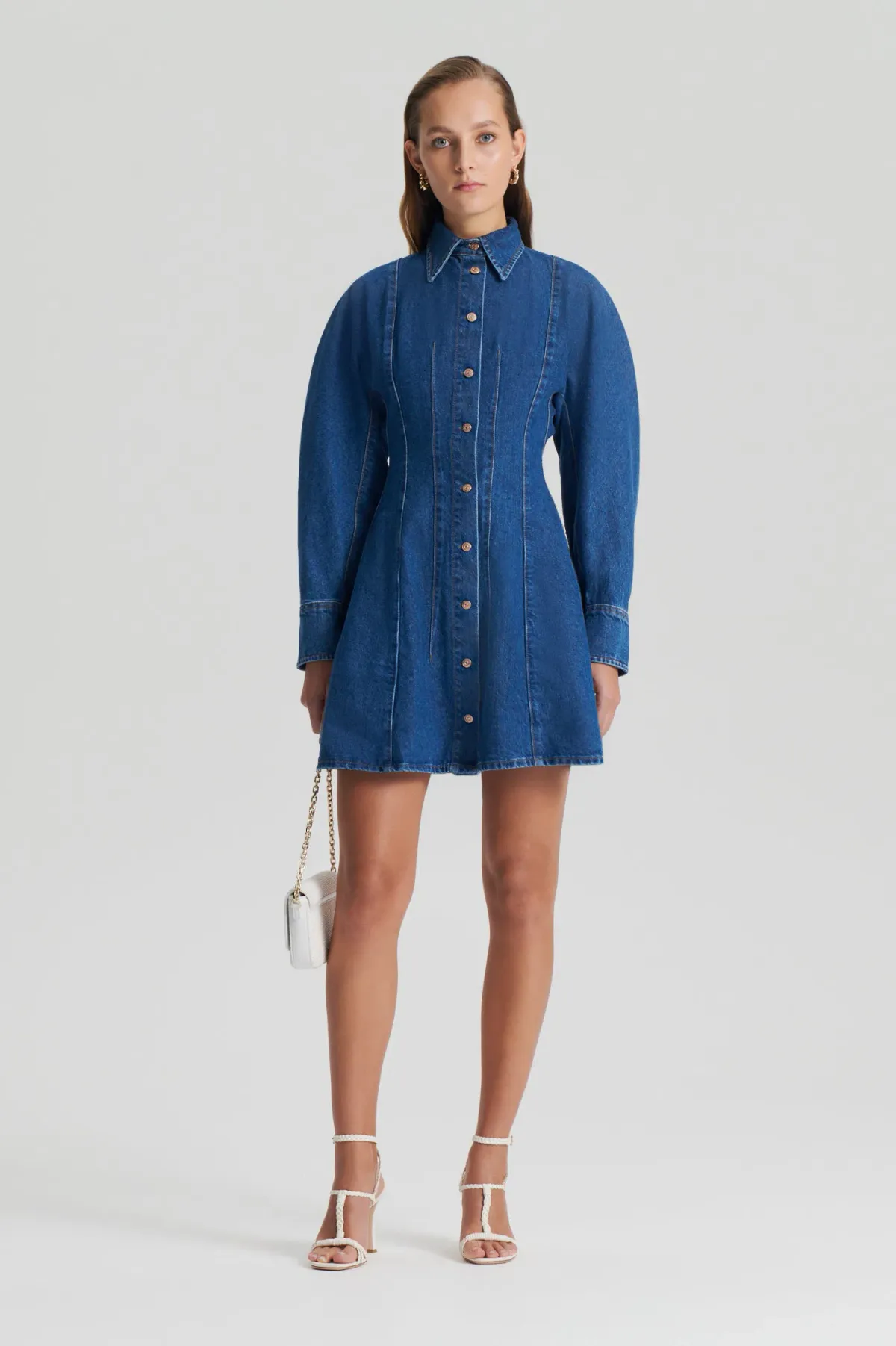 Scanlan Theodore Denim Cocoon Sleeve Mini Dress Blue Size 10 - Image 1