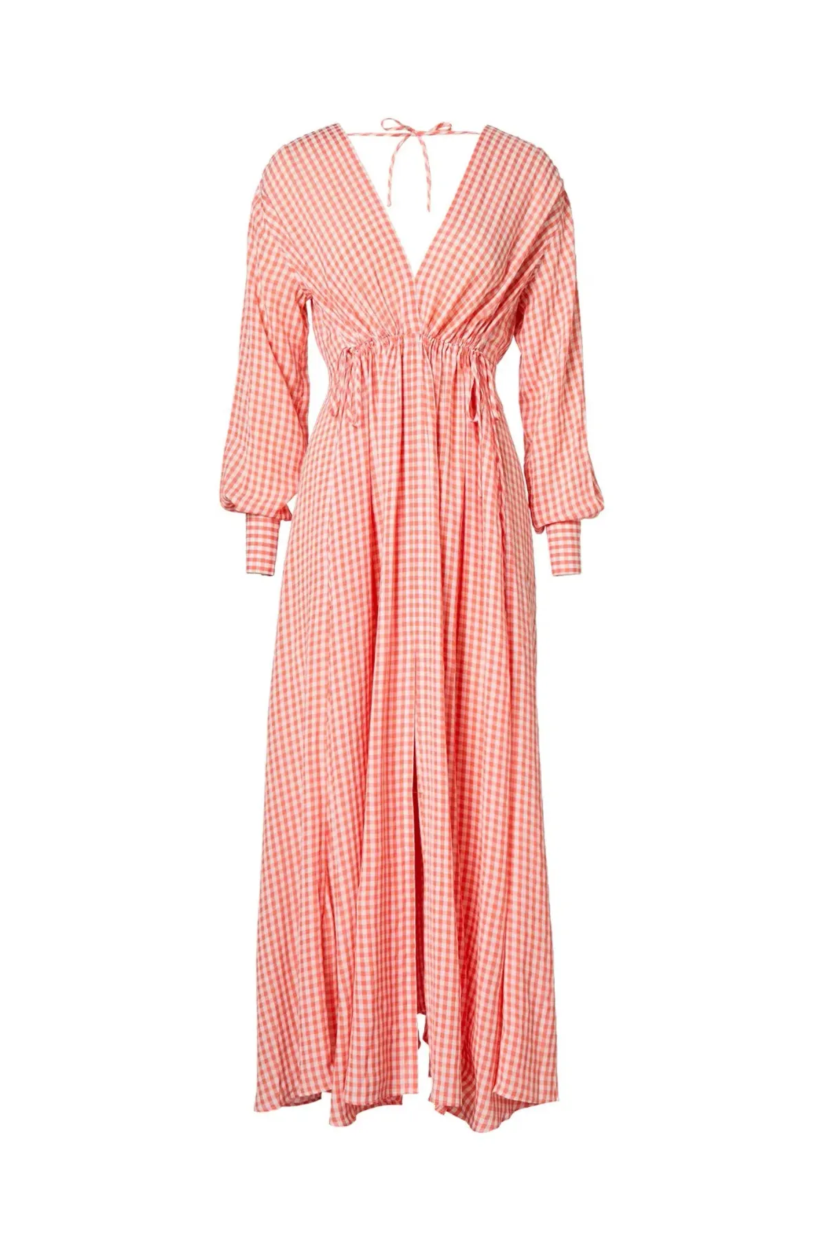 Scanlan Theodore Gingham V Neck Dress Peach Size 10 - Image 4