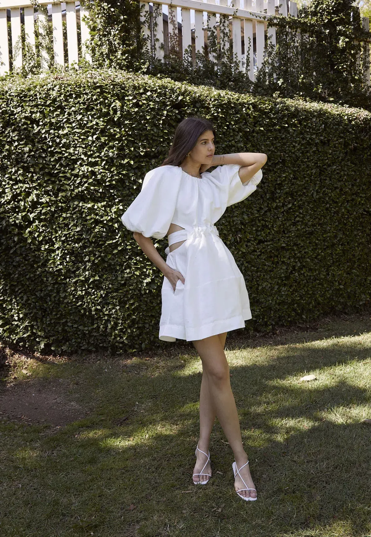 Aje Mimosa Cut Out Mini Dress Ivory Size 12  - Image 3