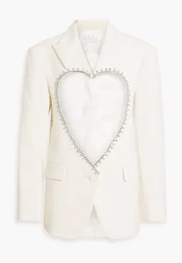 Area NYC Cutout Crystal-embellished Wool-blend Blazer White Size 8 for rent on The Volte - image 4