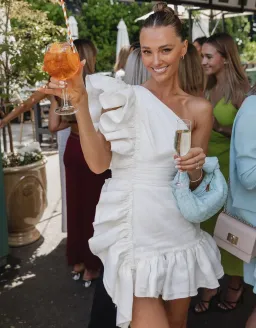 Aje Bonjour Asymmetric Mini Dress Ivory Size 8 for rent on The Volte - image 1