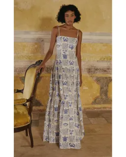 Agua by Agua Bendita Lima Tiered Printed Linen Maxi Dress in Print Size 8 for rent on The Volte - image 1