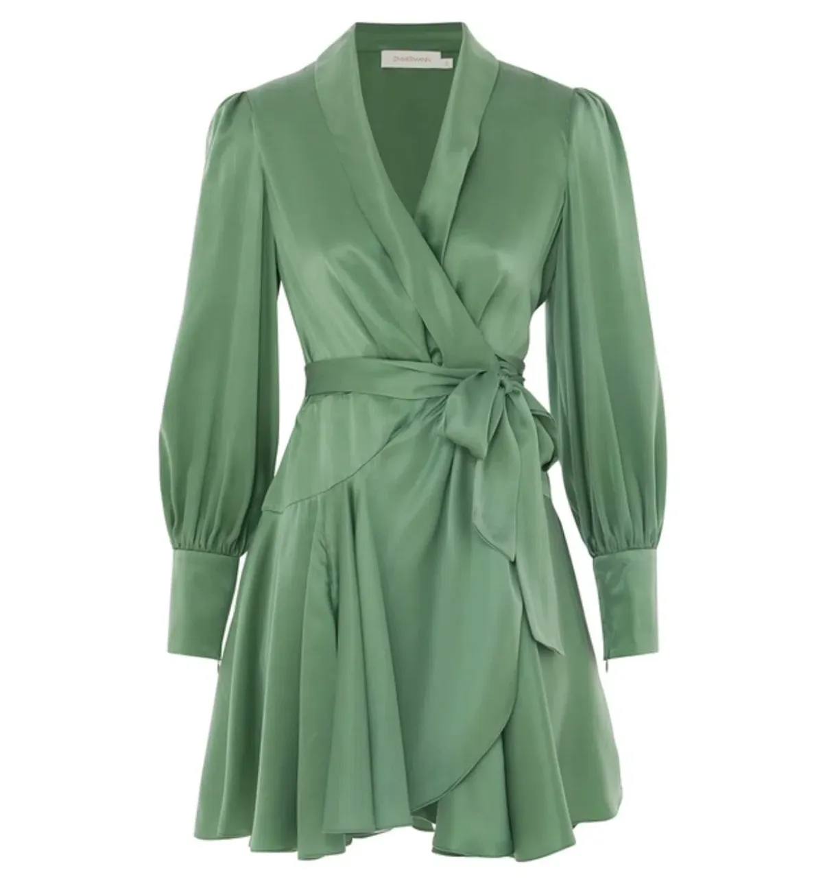 Zimmermann Silk Wrap Dress in Matcha Size 1/AU 10 - Image 2