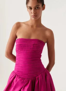 Aje Violette Bubble Hem Maxi Dress Deep Magenta Size 10 for rent on The Volte - image 3