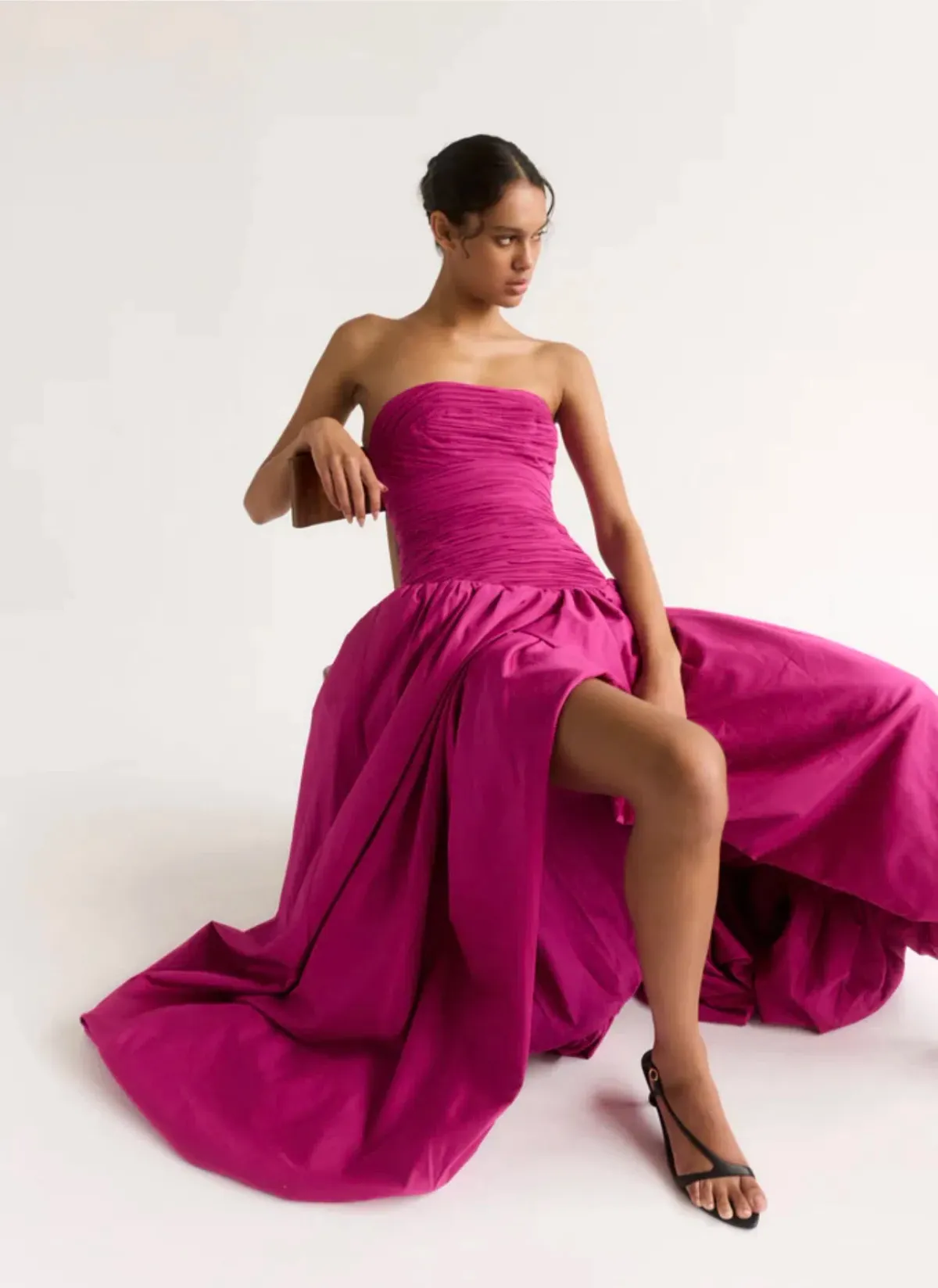 Aje Violette Bubble Hem Maxi Dress Deep Magenta Size 10 - Image 1