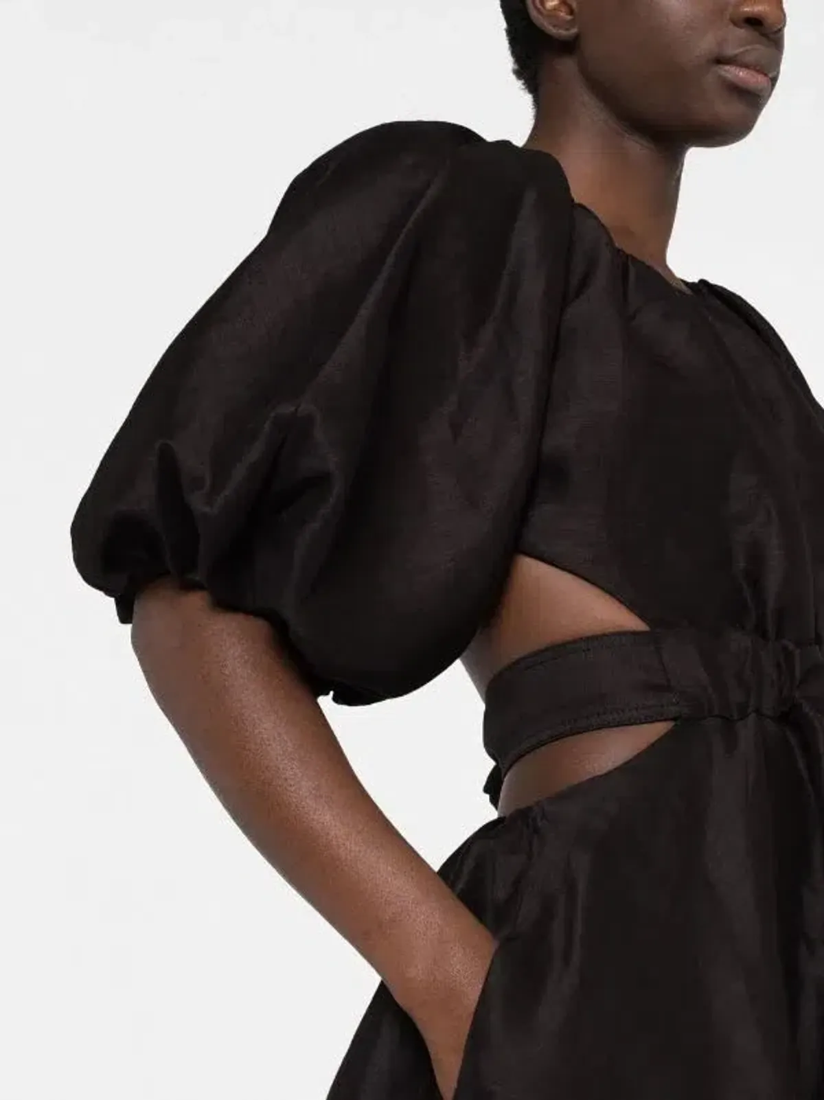 Aje Mimosa Puff Sleeve Midi Dress Black Size 8 - Image 2