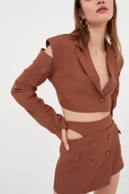 For Love & Lemons Alysa Crop Top and Mini Skirt Set Brown Size S / AU 8 for rent on The Volte - image 5