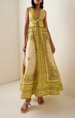 Zimmermann Matchmaker Bow Long Dress Yellow Bandana Size 1 / AU 10 for rent on The Volte - image 1