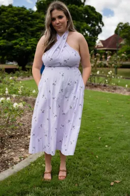 Erdem Selene Halterneck Dress Purple Size 16 for rent on The Volte - image 1