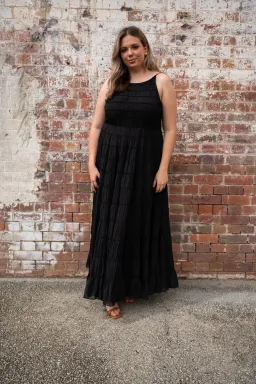 Aje Rosewood Ruched Maxi Dress Black Size 16 for rent on The Volte - image 1
