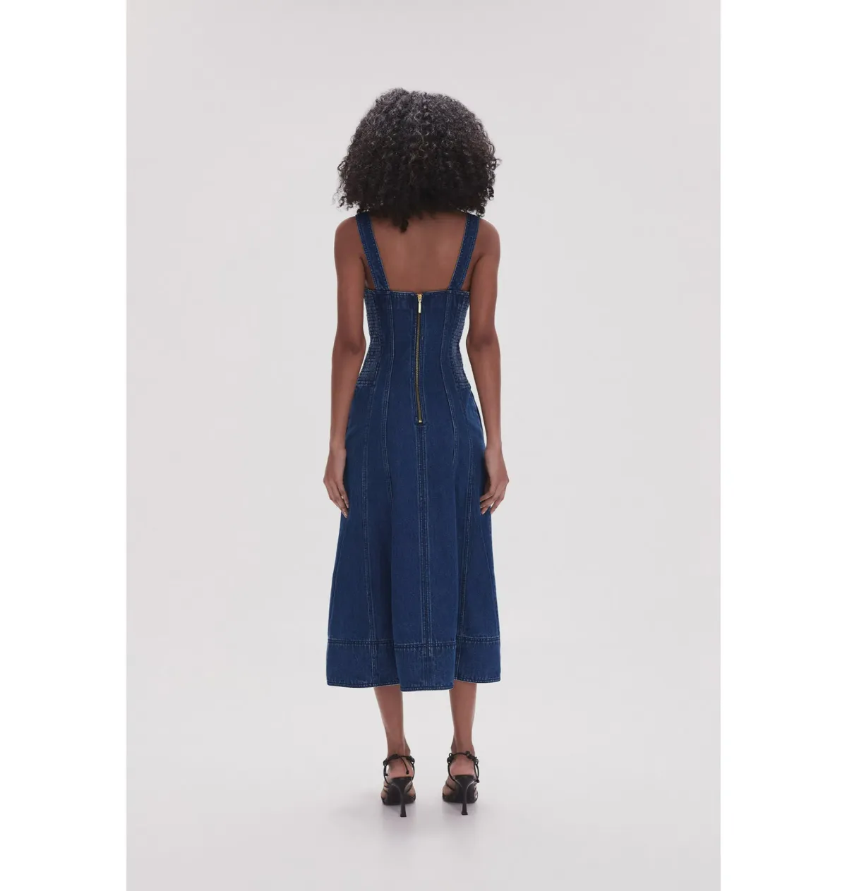 Aje May Denim Midi Dress Dark Indigo Size AU 8 - Image 2