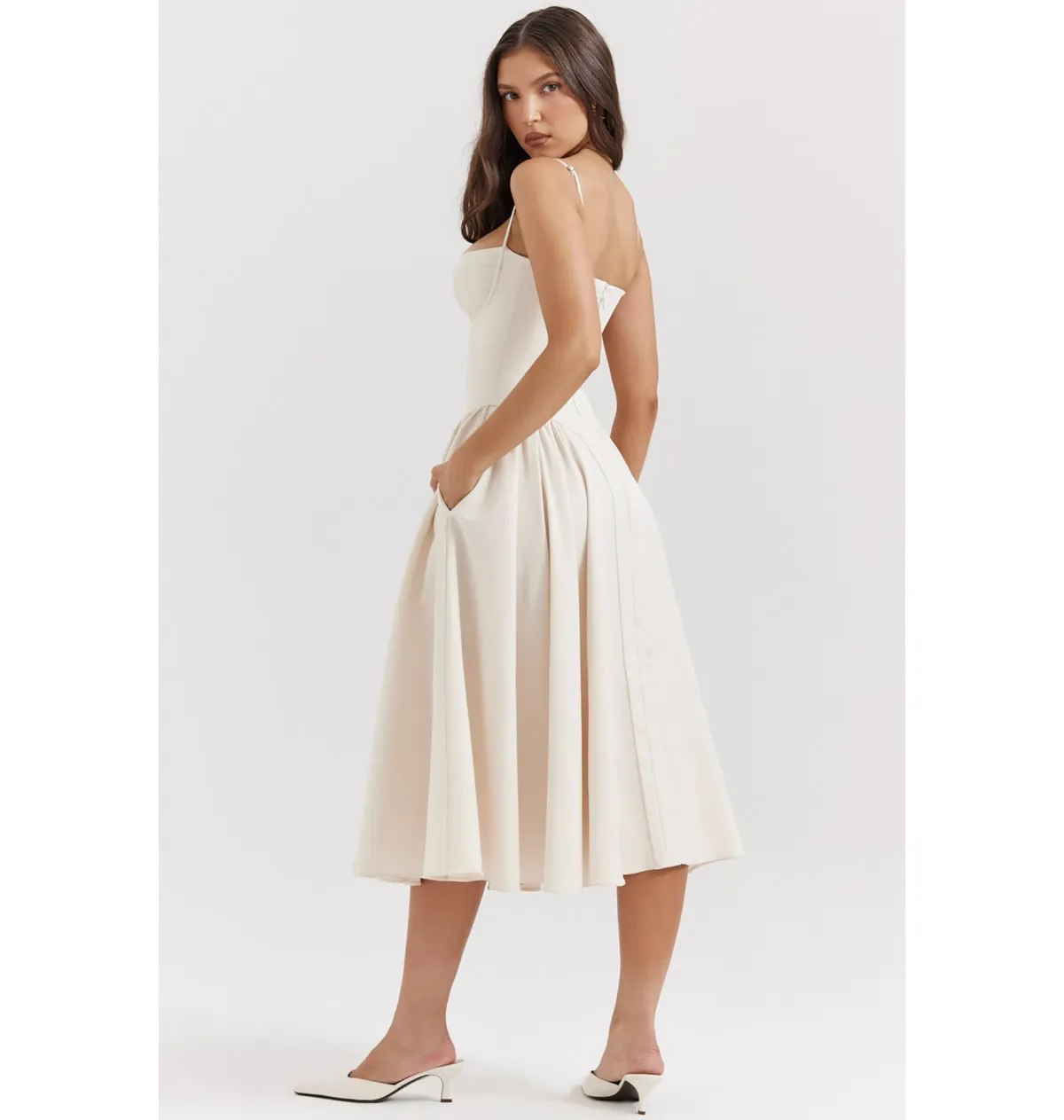 House Of CB Samaria Corset Sundress Vintage Cream Size AU 8 - Image 2