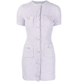Self Portrait Embellished Knit Mini Dress Lilac Size AU 8 for rent on The Volte - image 3
