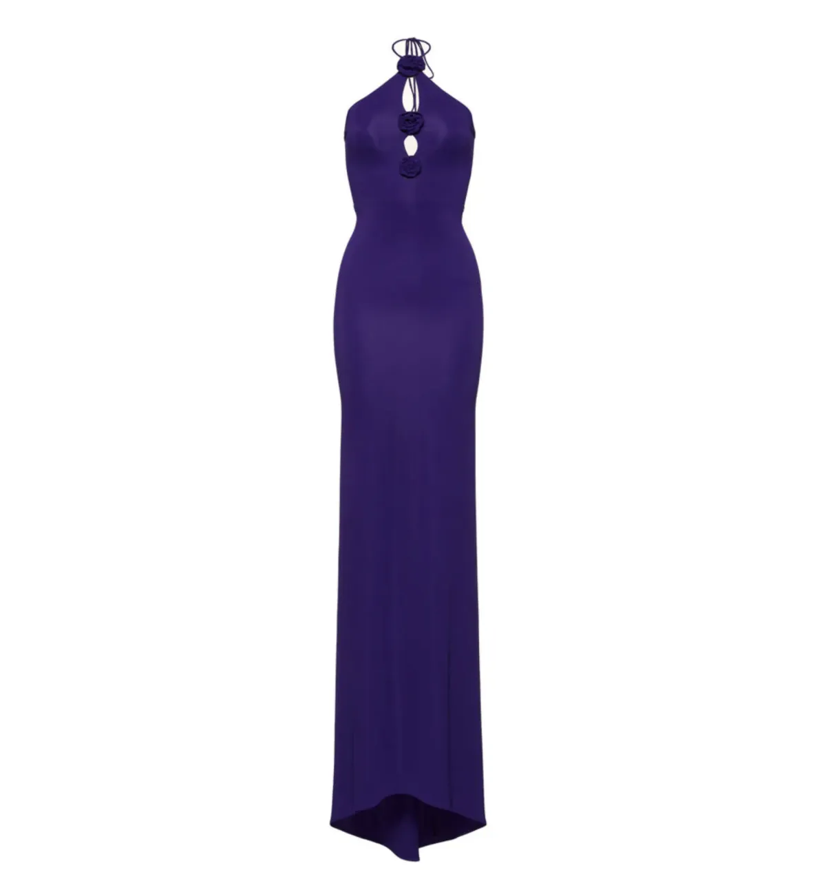 Magda Butrym Rosette Halter Jersey Maxi Dress Violet Size 34 / AU 6 - Image 4