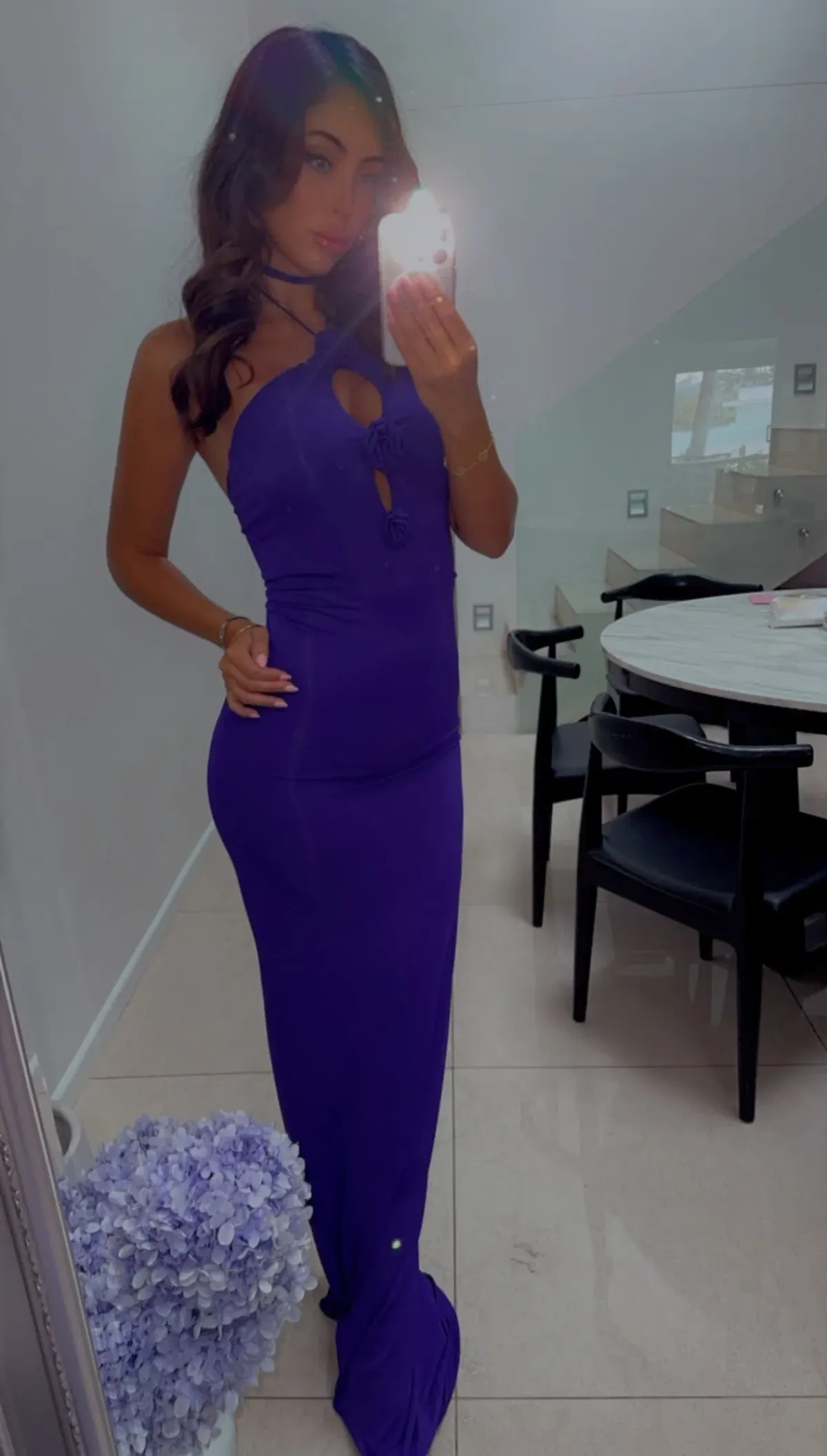 Magda Butrym Rosette Halter Jersey Maxi Dress Violet Size 34 / AU 6 - Image 6