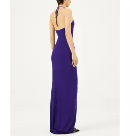 Magda Butrym Rosette Halter Jersey Maxi Dress Violet Size 34 / AU 6 for rent on The Volte - image 3