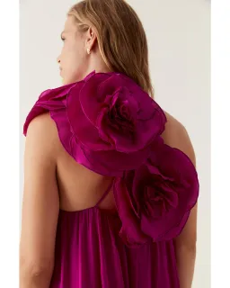 Aje Quintessa Flower Midi Dress in Deep MAgenta Size AU 14 for rent on The Volte - image 2