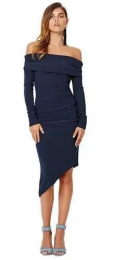 Bec & Bridge Florence Long Sleeve Off Shoulder Dress Navy Size 6 for rent on The Volte - image 3