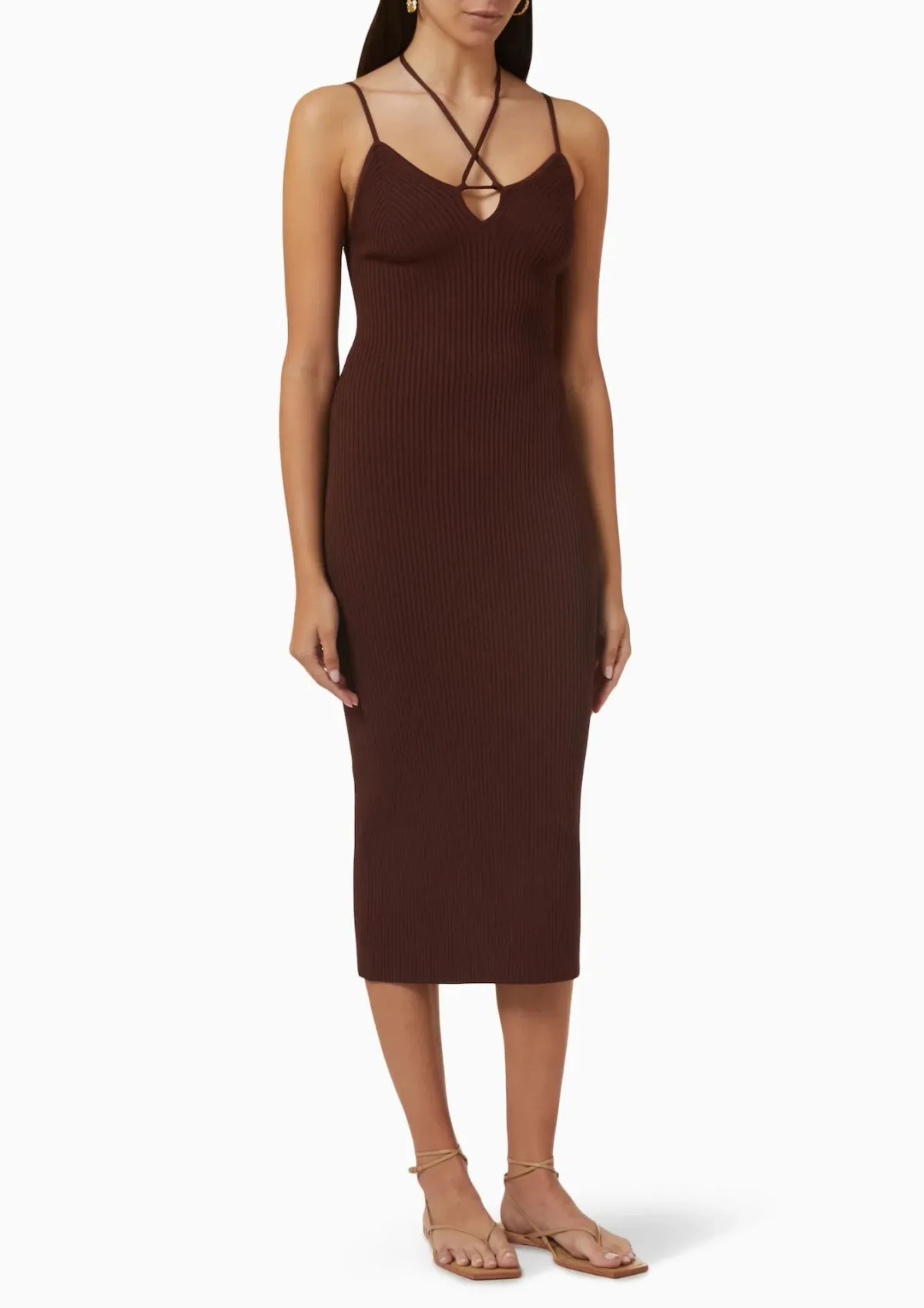 Viktoria & Woods Knit Midi Dress in Chocolate Size 8 - Image 1