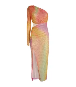 Self-Portrait Rhinestone Embellished One Shoulder Midi Dress Multi Size XS / AU 6 for rent on The Volte - image 5