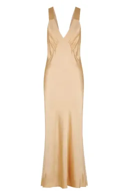 Shona Joy Felicity Plunge Midi Dress Porcini Gold Size 10 for rent on The Volte - image 5