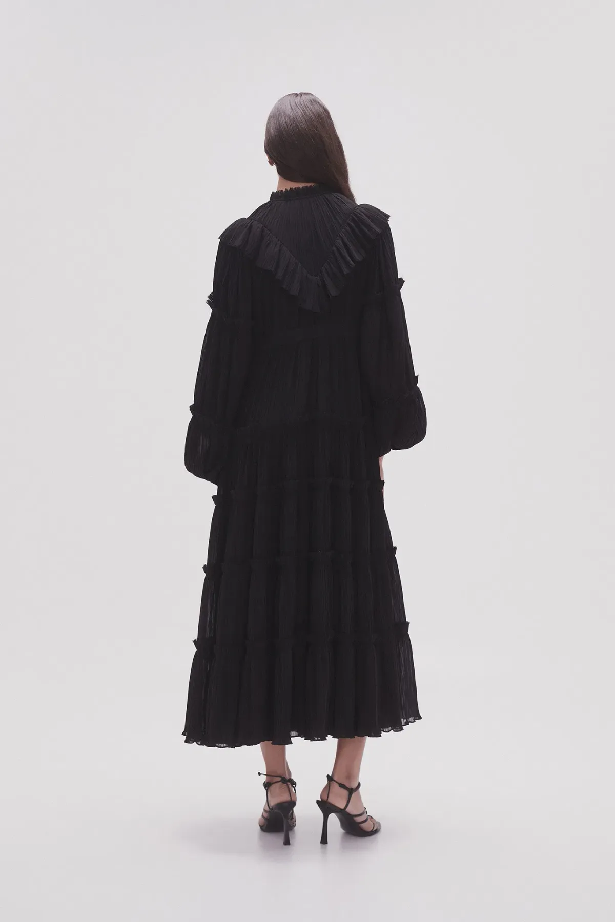 Aje Robyn Tiered Midi Dress Black Size 8 - Image 3