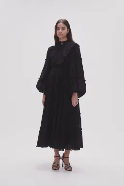 Aje Robyn Tiered Midi Dress Black Size 8 for rent on The Volte - image 1