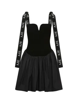 Aje Mira Logo Strap Tulip Mini Dress in Black - Size S for rent on The Volte - image 5