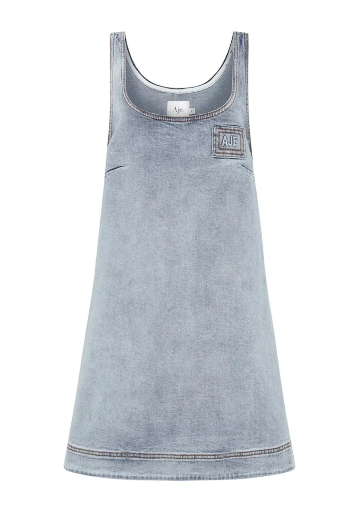 Aje Bambie Denim Mini Dress Two Tone Indigo Size 6  - Image 5