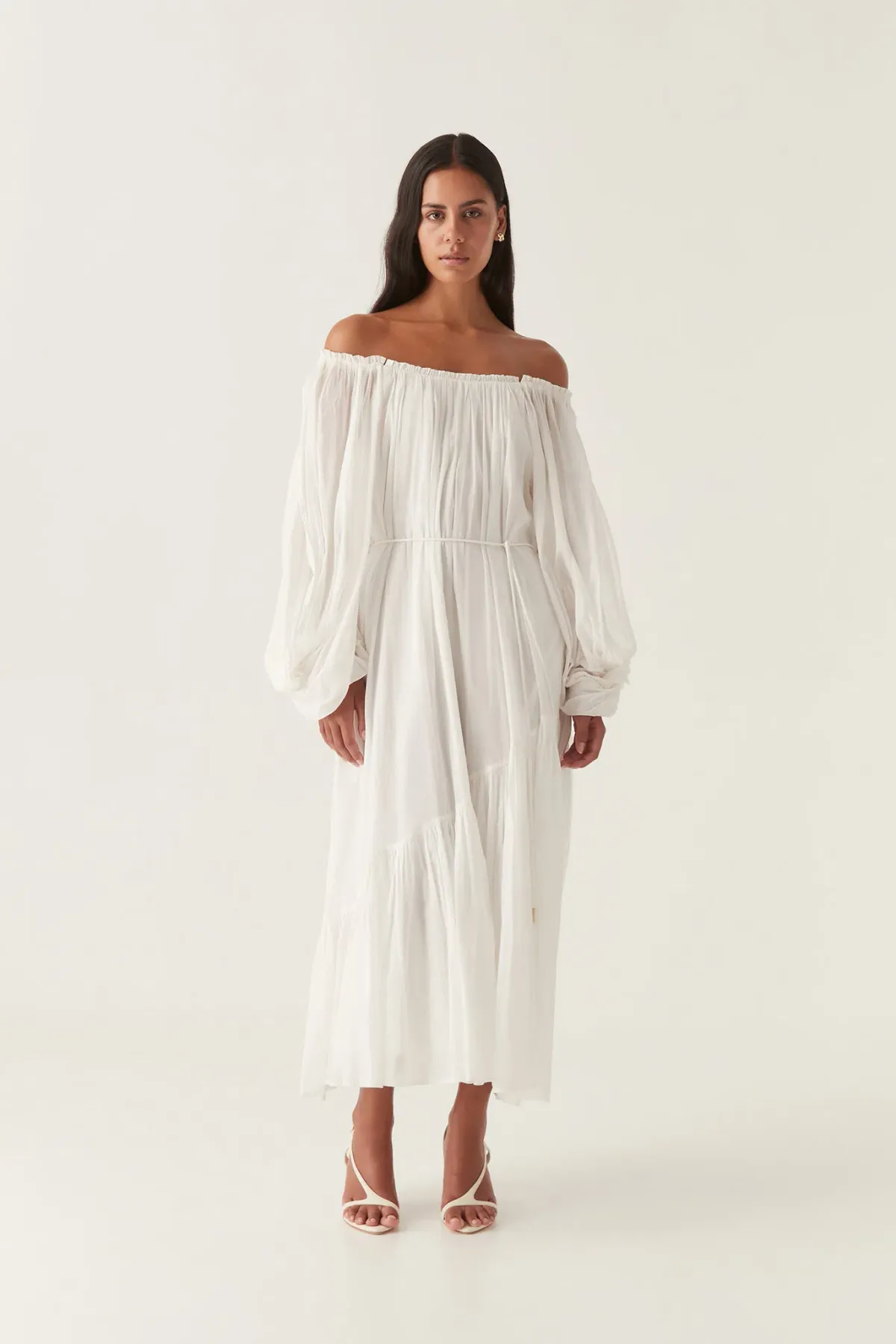 Aje Avani Smock Midi Dress Ivory Size 12 - Image 1