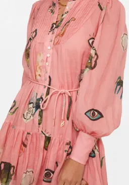 Alemais Cleo Smock Mini Dress in Pink Size 8  for rent on The Volte - image 2