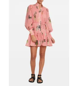Alemais Cleo Smock Mini Dress in Pink Size 8  for rent on The Volte - image 1