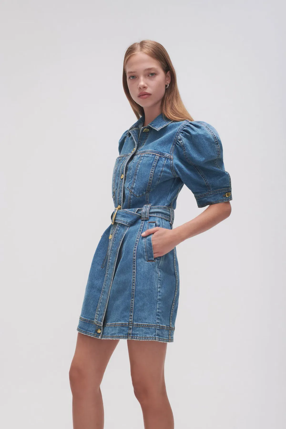 Aje Adriana Puff Sleeve Mini Dress 90s Wash Size 8 - Image 2