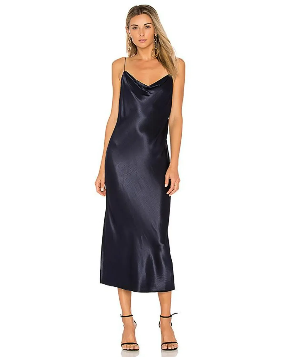 Bec & Bridge Sirens Satin Midi Dress Navy Size AU 8 - Image 1