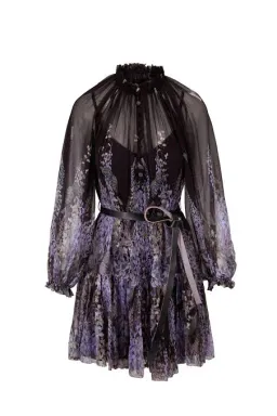 Zimmermann Botanica Lantern Mini Dress Black Lavender Tea Size 1 / AU 10 for rent on The Volte - image 5