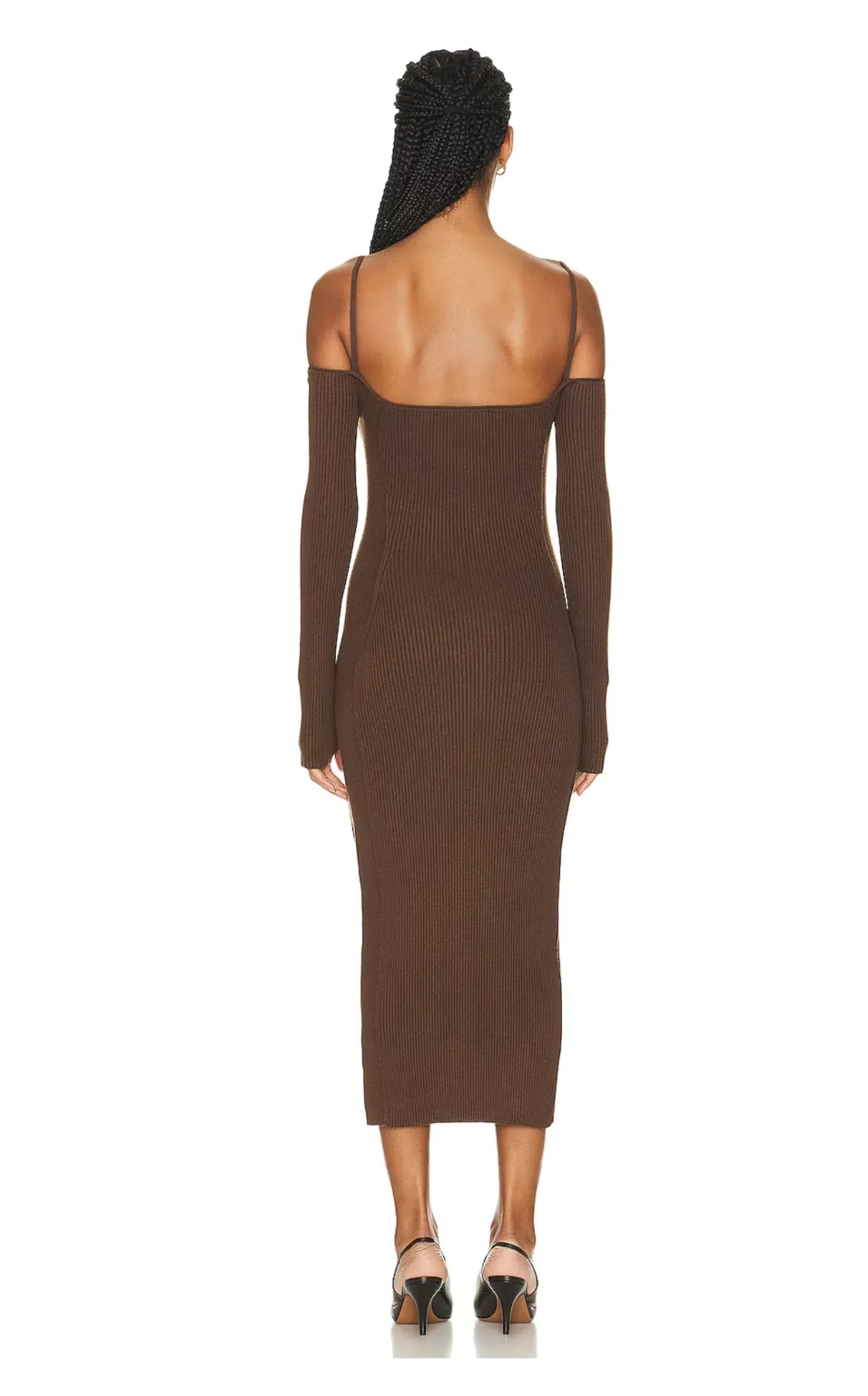 Jacquemus La Robe Sierra Midi Dress Brown Size AU 6 - Image 3