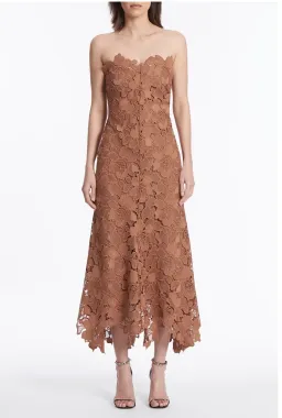 Carla Zampatti Rosewood Floral Lace Strapless Gown Brown Size 4 for rent on The Volte - image 2