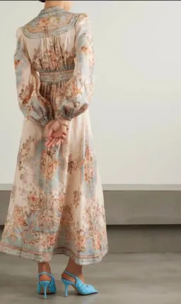 Zimmermann August Plunge Midi Dress Sky Blue Floral Size 1 / AU 10 for rent on The Volte - image 5