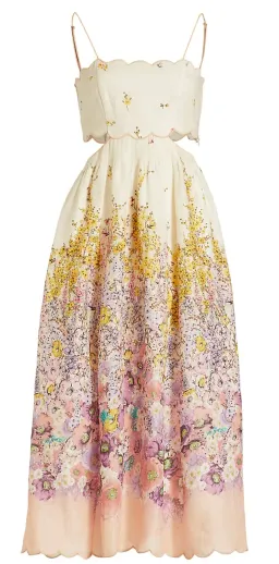 Zimmermann Jude Scallop Midi Dress Peach Gradient Floral Size 0P / AU 6 for rent on The Volte - image 4