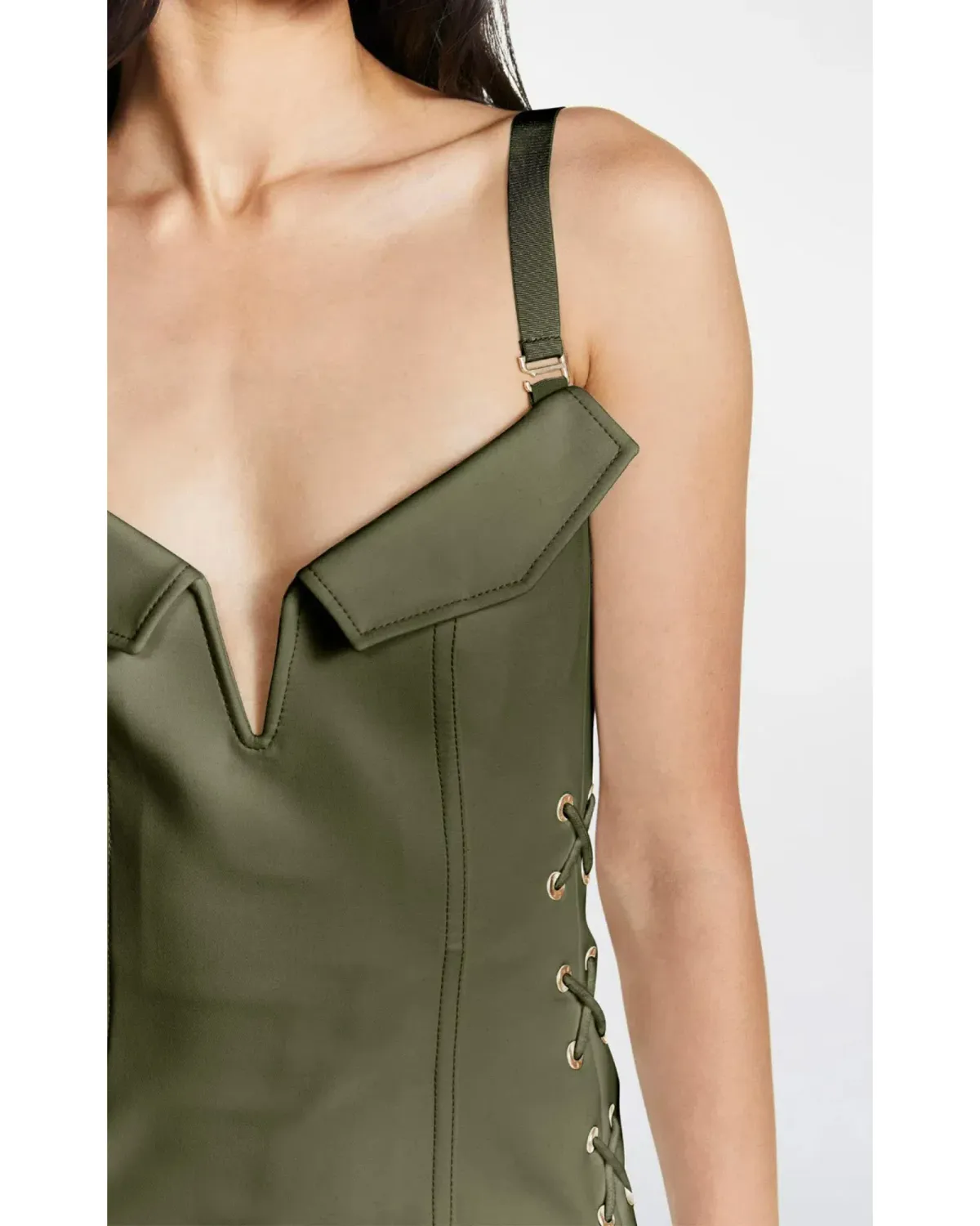 Dion Lee Laced Bonded Mini Dress in Moss Green Size AU 6 - Image 2