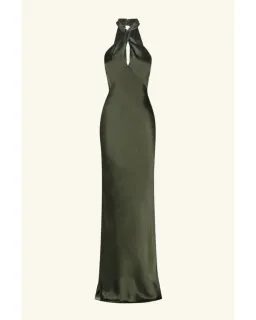 Shona Joy La Lune High Neck Twist Maxi Dress Olive Size AU 10 for rent on The Volte - image 4
