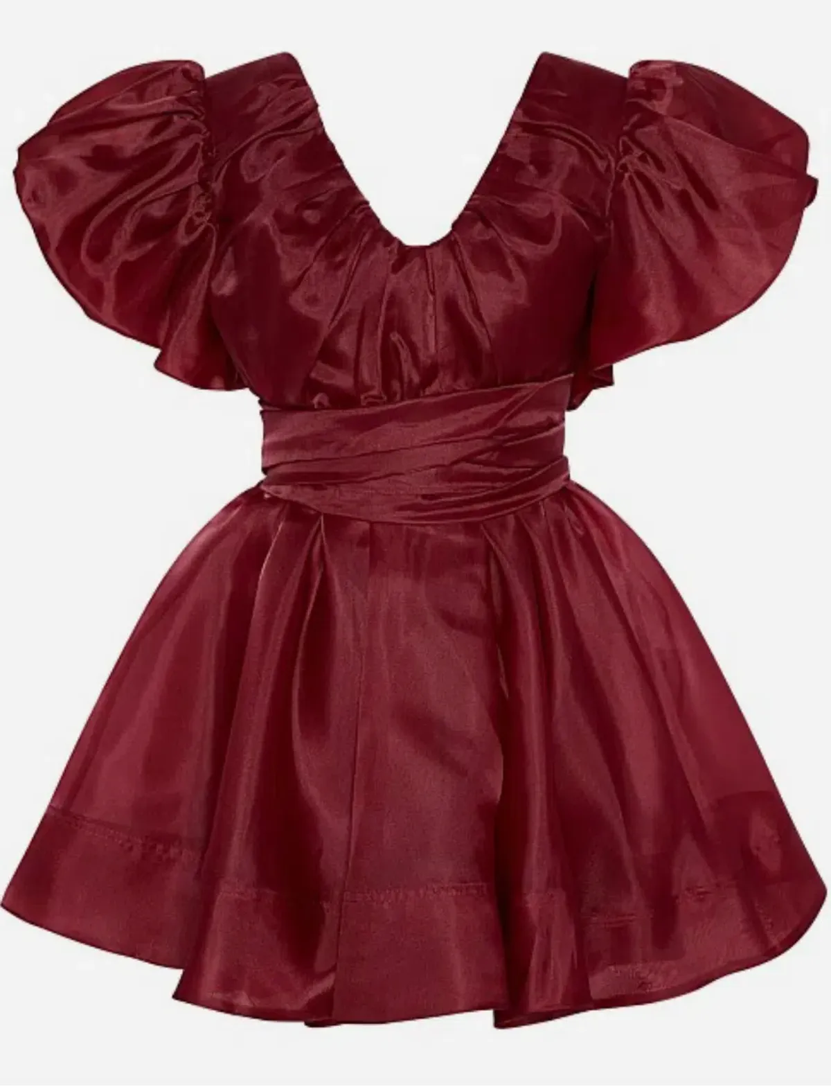 Aje Gretta Organza Mini Dress Burgundy Size AU 6 - Image 1