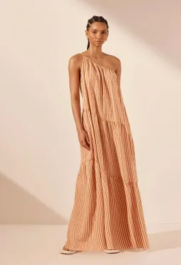 Shona Joy Hele One Shoulder Tiered Maxi Dress Coconut/Tangerine Size AU 6 for rent on The Volte - image 2
