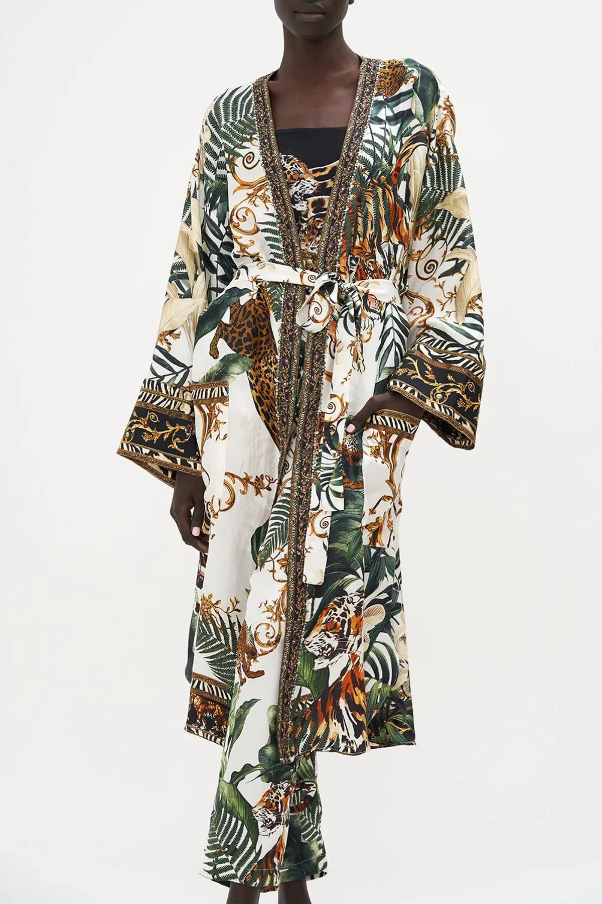 Camilla Tiger Trap Robe Midi Layer With Patch Pocket Print Size 12/M - Image 2