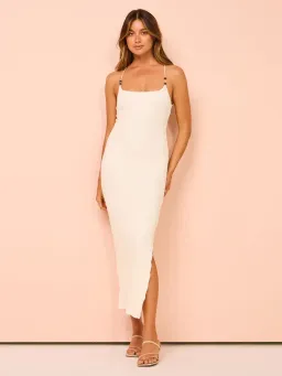 By Johnny Bianca Bias Bead Midi Dress In Ivory Size 8 for rent on The Volte - image 1