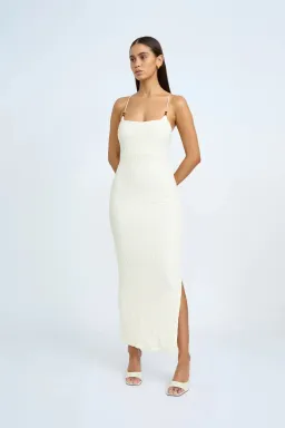 By Johnny Bianca Bias Bead Midi Dress In Ivory Size 8 for rent on The Volte - image 6
