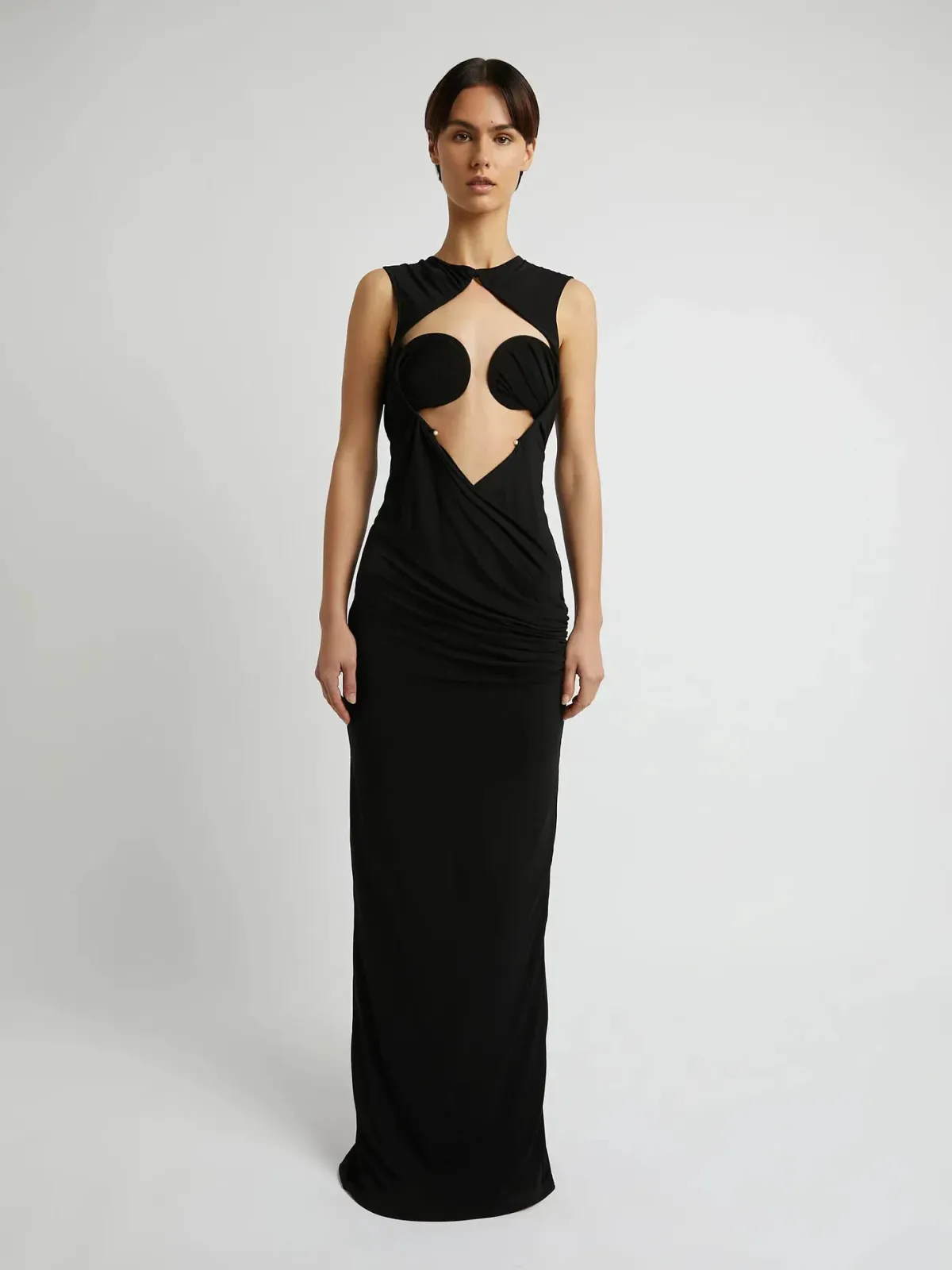 Christopher Esber Zephyr Wired Open Front Maxi Dress in Black Size 6 - Image 3